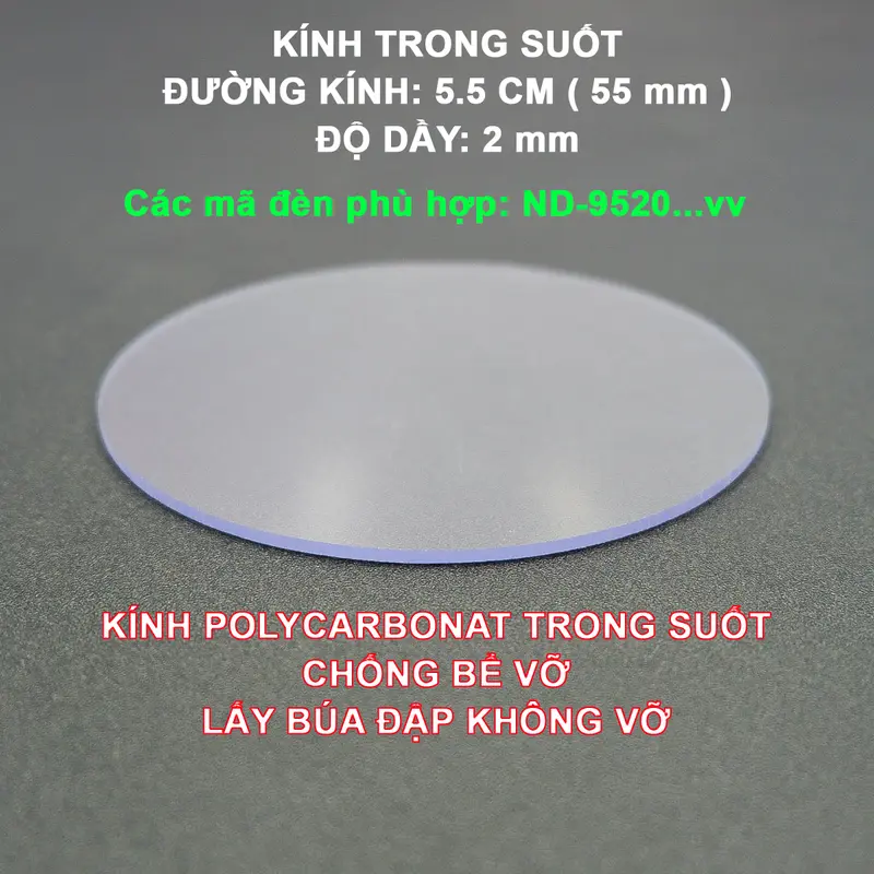 Tấm Nhựa Polycarbon Chống Vỡ Thay Thế Cho Các Loại Đèn Đội Đầu Cầm Tay Nhiều Kích Thước 3