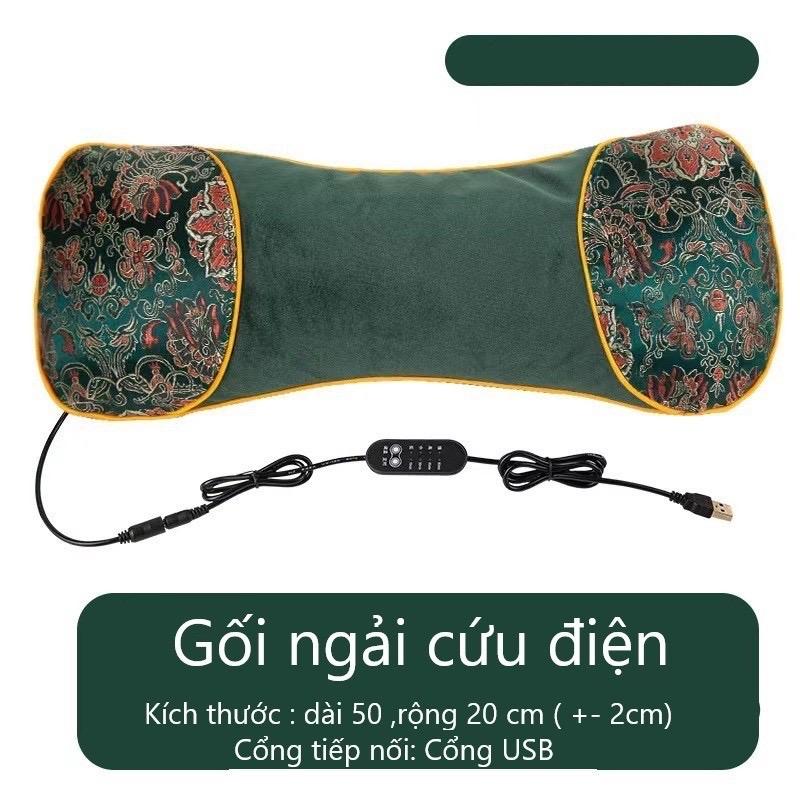 Gối ngải cứu cổ vai gáy cắm điện sưởi ấm giúp giảm đau vai gáy cổ Gối kê cổ thảo dược hương thơm