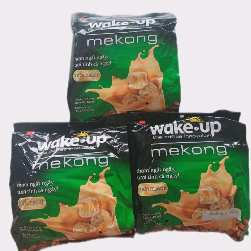 Combo 3 bịt Cafe sữa Wake Up Mekong Mẫu mới (1 bịt 24 gói ×18g Coffee Cà Phê 3