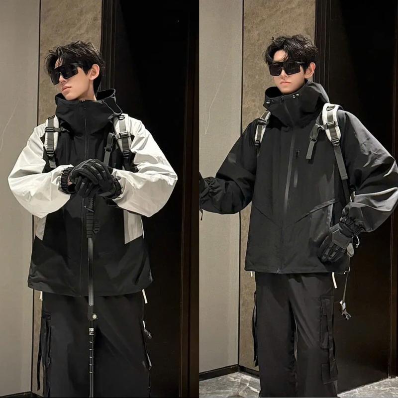 Áo khoác gió hai mặt có mũ (FORM RỘNG) chất liệu gió dù tráng bạc kháng nước cản gió Jacket aokhoac Menswear