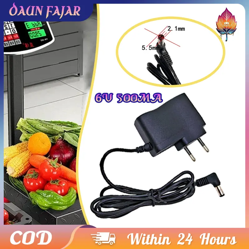 Charger Timbangan Adaptor Digital Electronic Scale Pengisian Stabil Untuk Rumah Komersial -6V 500mA