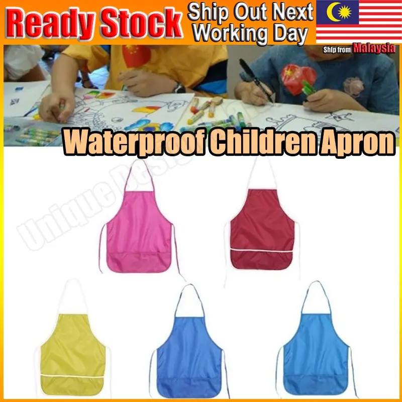 Waterproof Children Kids Apron Smock For Painting Drawing Art Kitchen Chefs