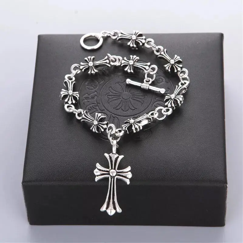 Cool Titanium Chrome Heart Bracelet for Men and Women