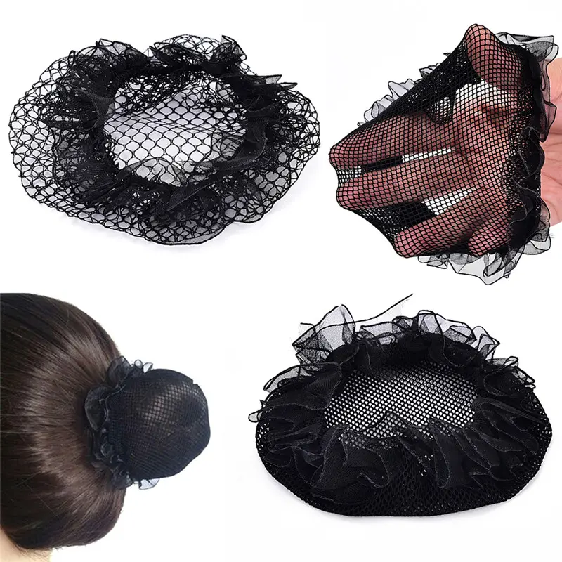 Bọc Búi Tóc Trơn Màu Đen, Dành Cho Nữ, Chất Liệu Lưới Snood, Thích Hợp Cho Bữa Tiệc, Khiêu Vũ Và Trượt Băng, Phong Cách Ballet, Hàng Mới Về 3