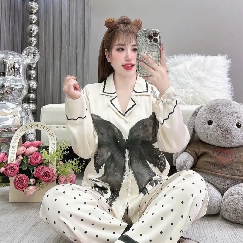 Đồ bộ pijama (40-60kg), vải lụa latin tơ tằm