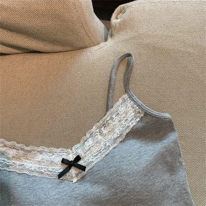 Áo Yếm Có Đệm, Dành Cho Nữ, Với Nơ Ren Chắp Vá, Áo Ba Lỗ Gợi Cảm Women Top Voi 5