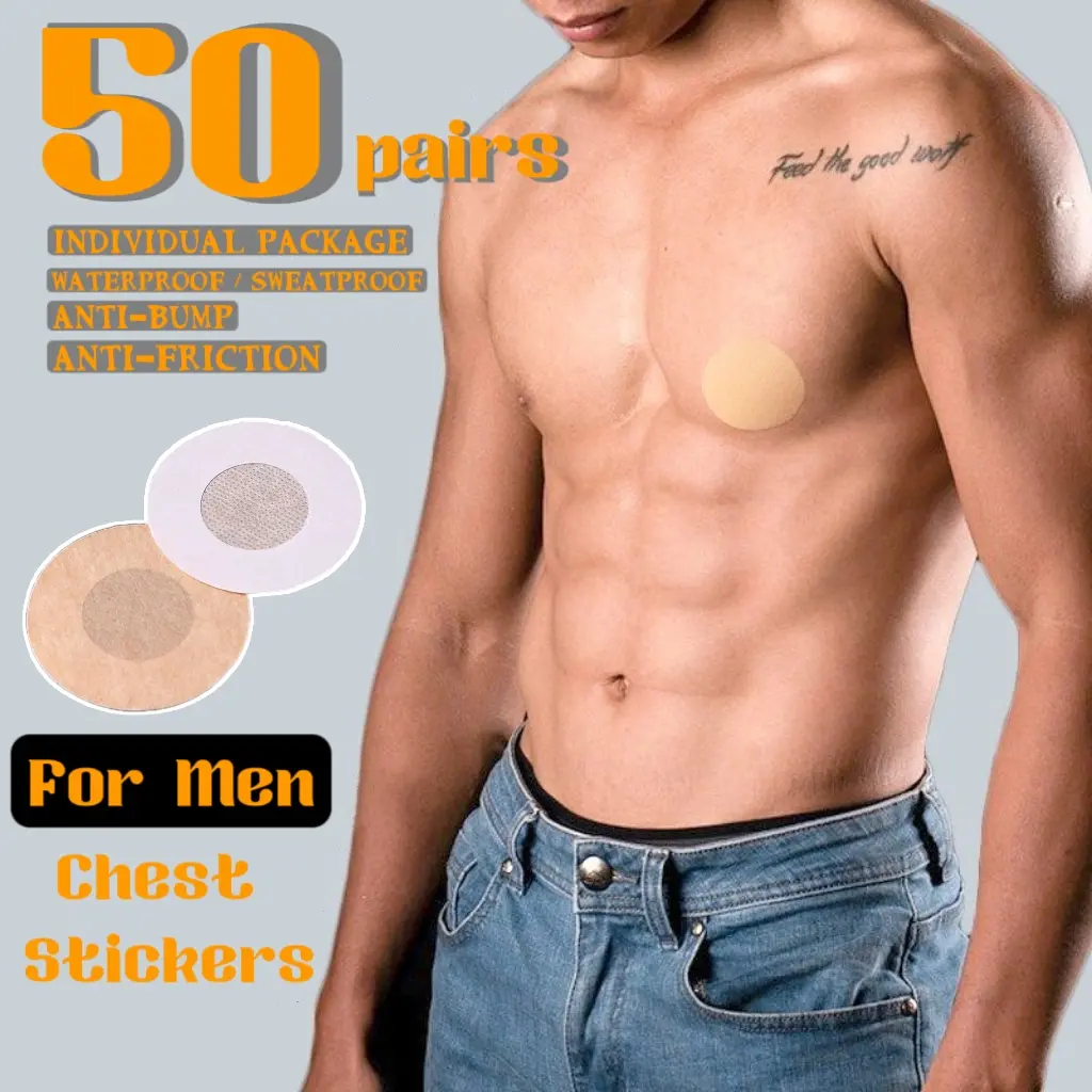 iPANDA 50Pairs Disposable men's chest stickers invisible nipple stickers