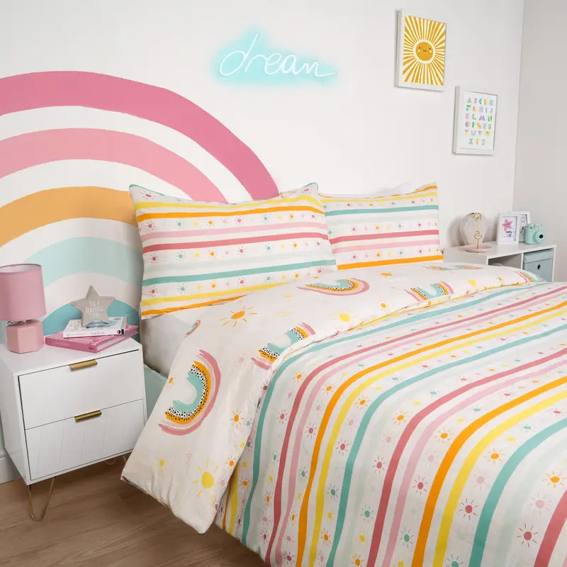 Dreamscene Rainbow Duvet Cover with Pillowcase Bedding Set, Multi 3