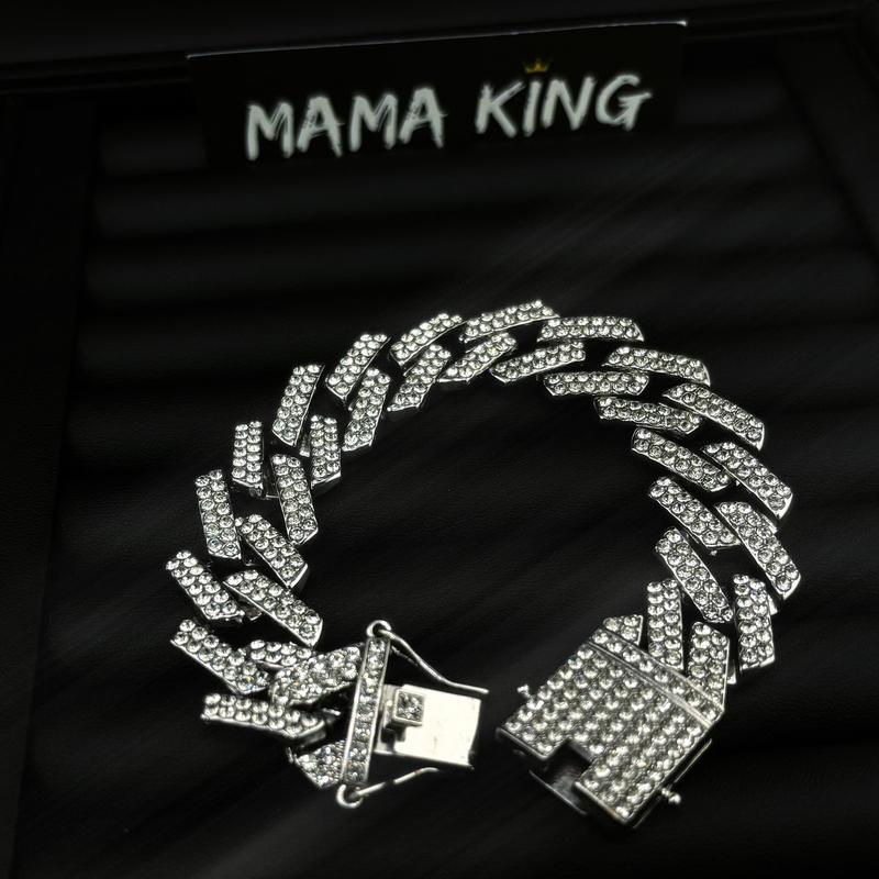  VÒNG TAY LẮC TAY CUBAN HIPHOP ĐÍNH ĐÁ NHÂN TẠO DOME 20mm by MAMA KING 