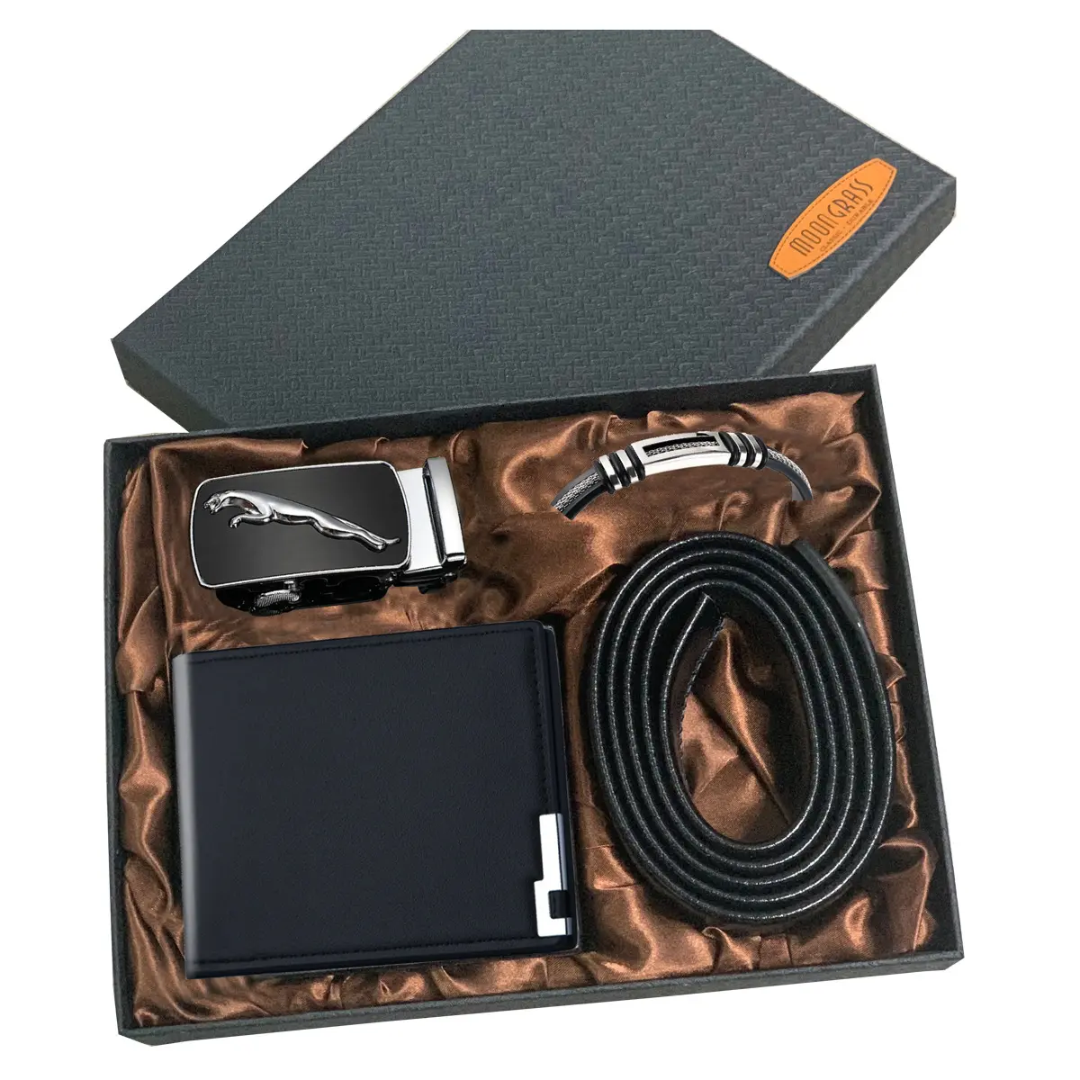 2024 New Men's Watch Gift Suit Stainless Steel Bracelet + Wallet + Belt 4 pcs/Set Holiday Gift Suit