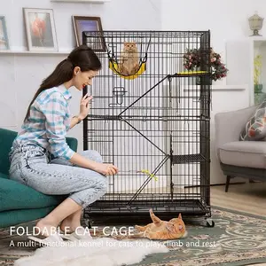 Kandang Kucing Tingkat 3 Roda Ukuran L 100x60x45 CM dengan Tatakan Aman dan Nyaman