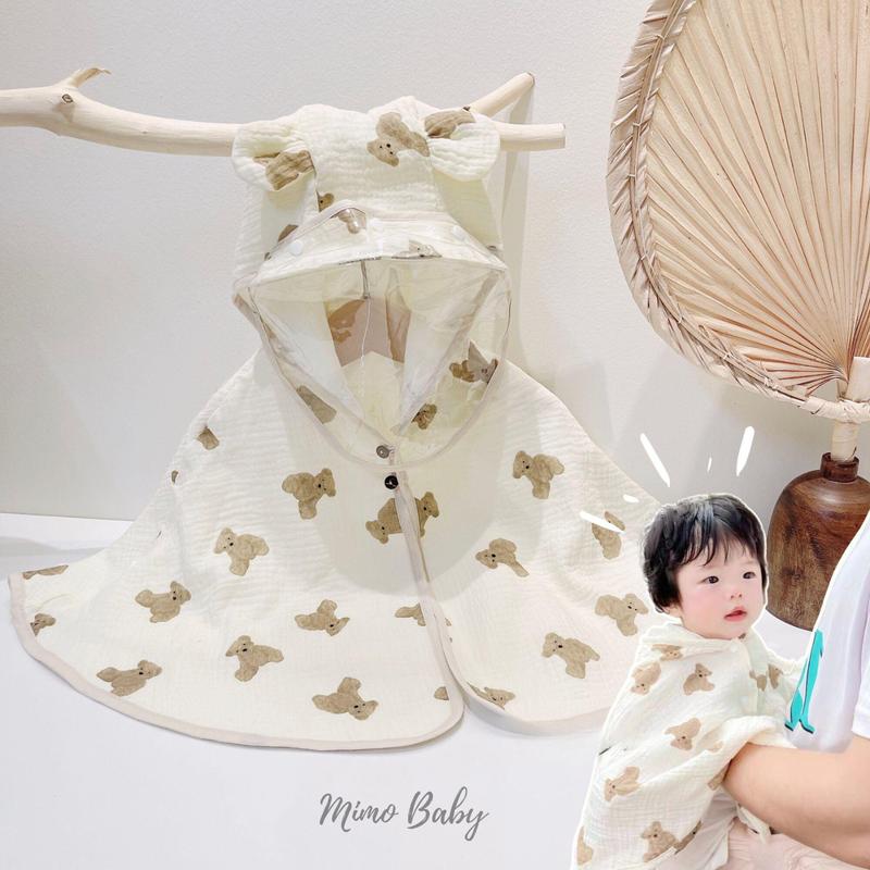 Áo choàng chống nắng kèm mũ chắn giọt bắn vải xô muslin mềm mại cho bé 0-4y Mimo Baby QA31