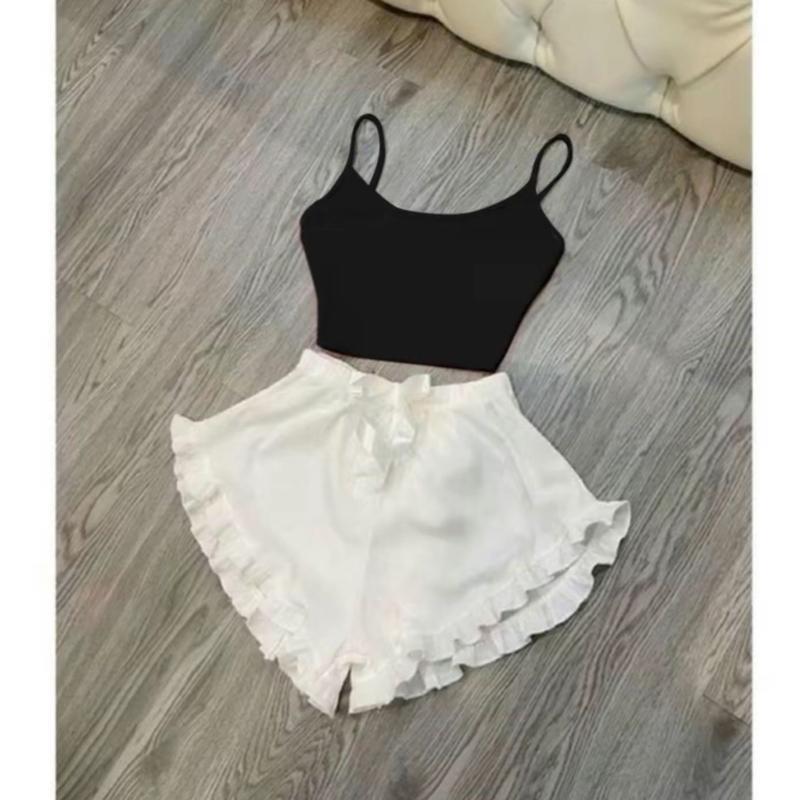 Đồ ngủ, Đồ bộ nữ 2 dây thun đùi mặc nhà Bộ ngủ 2 dây thun chất mát lạnh siêu mát gân tăm mềm mịn mã 05 size dưới 53kg