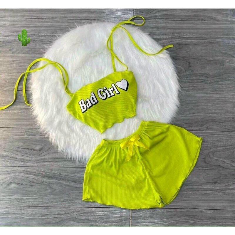 Sét bộ đồ ngủ nữ áo dây in chữ có mút trong + quần kiểu xòe tôn dáng chất thun borip mềm mịn Women - Trắng - Voi Nữ- đồ ngủ nữ xinh quyến rũ