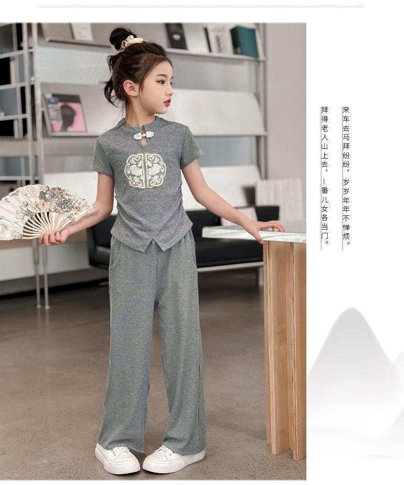 Product Introduction of Quần Áo Trẻ Em, Thoải Mái, Bộ Đồ Mùa Hè Cho Bé Gái, Hàng Mới Về 2024, Dành Cho Trẻ Em Trung Và Lớn, Phong Cách Trung Quốc, Bộ Đồ Hai Mảnh ngắn Tay, Thời Trang, Thích Hợp Cho Mùa Hè 6