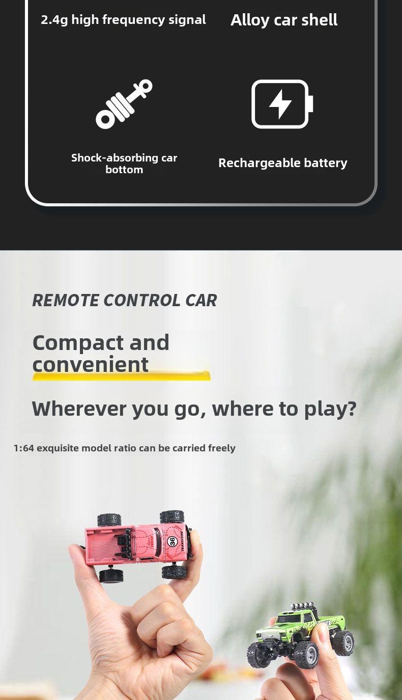 Product Introduction of Off-road Bigfoot 1:64 speed mini remote control car alloy appearance cool lights shock absorption children's toys 14