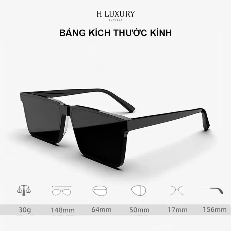 [Hluxury] Kính râm nam nữ H Luxury Eyewear Form chữ nhật V2 cho Nam Nữ - Mắt Kính Râm Nam Nữ Form Dạng Mới 4