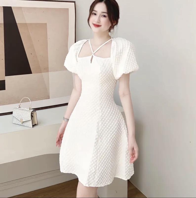 Đầm Xốp Tay Bồng Dây Cổ Yếm Tiểu Thư Nữ Dress 3