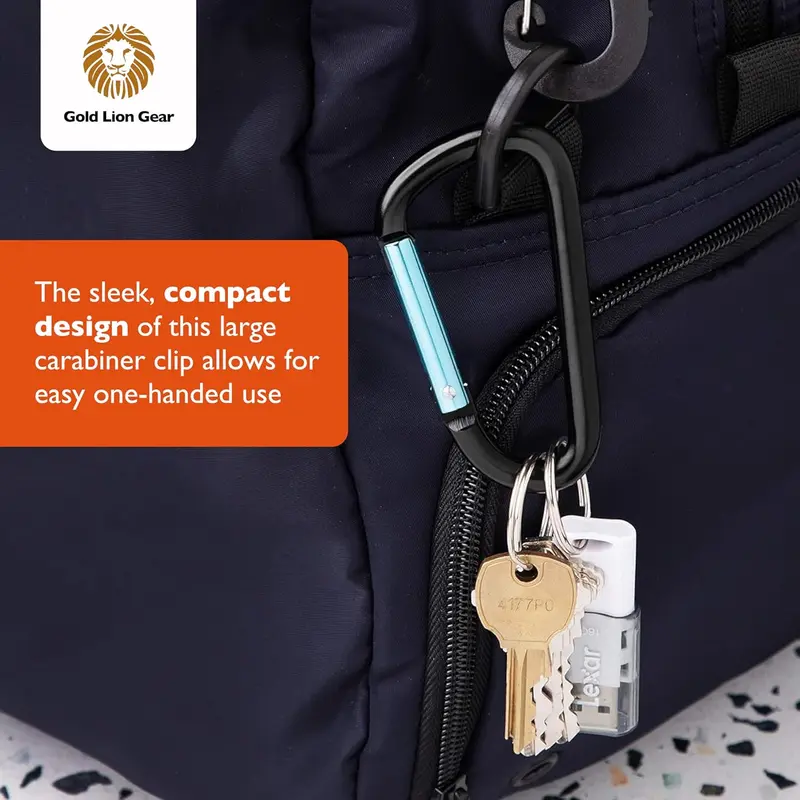 3-Inch Aluminum Carabiner Clips: D Shape Buckle Pack, Durable Hook and Key Chain Ring, Spring Snap Key Chain Clip Hook Buckle 5