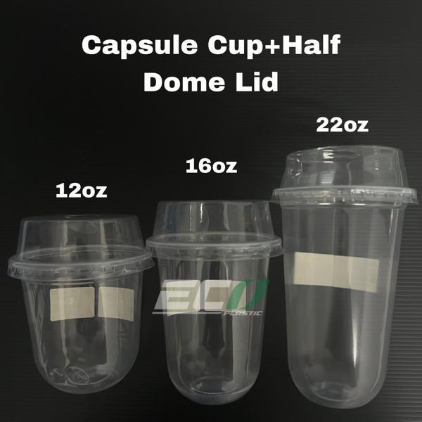 (50pcs)Cawan Thai+Half Dome Lid 1 set Capsule Cup Viral Boba Cup ...