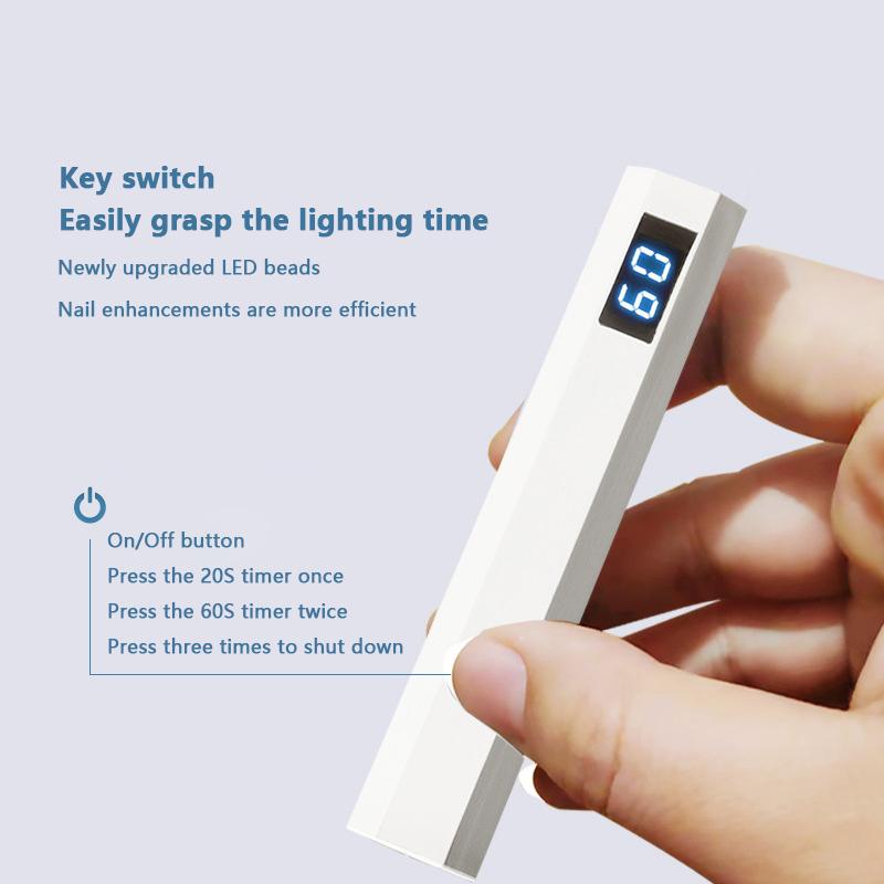Product Introduction of New Pen Uv Light Lamp With Display Portable Power Phototherapy Uv Led Lamps Mini Handheld Light Nail Art 16