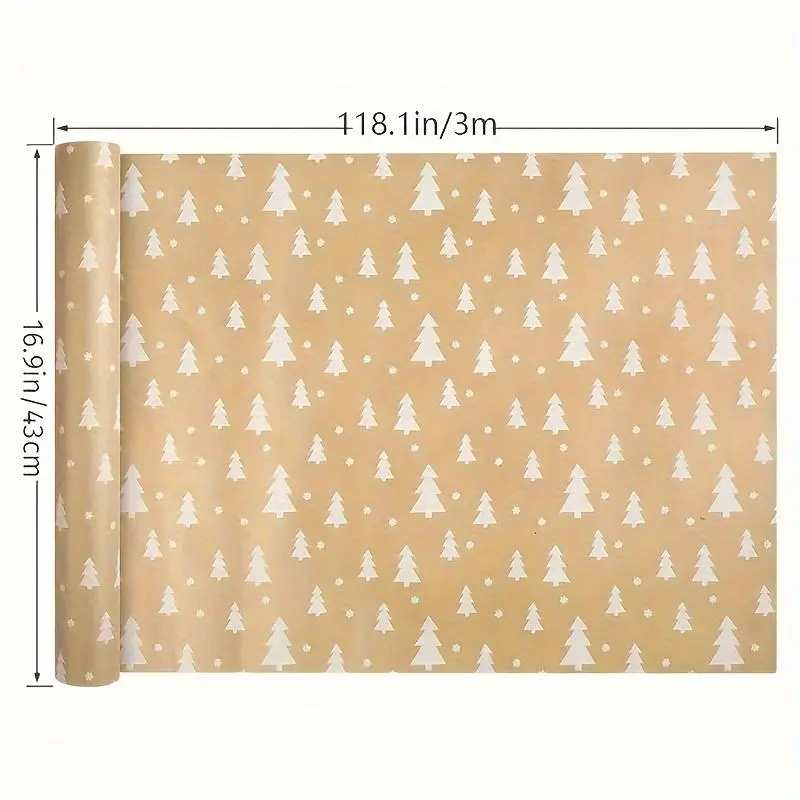 Christmas Tree Pattern Gift Wrapping Paper, 1 Count Gift Wrapping Roll, Gift Wrapping Supplies for Party, Holiday, Christmas Party, Stocking Filler 1