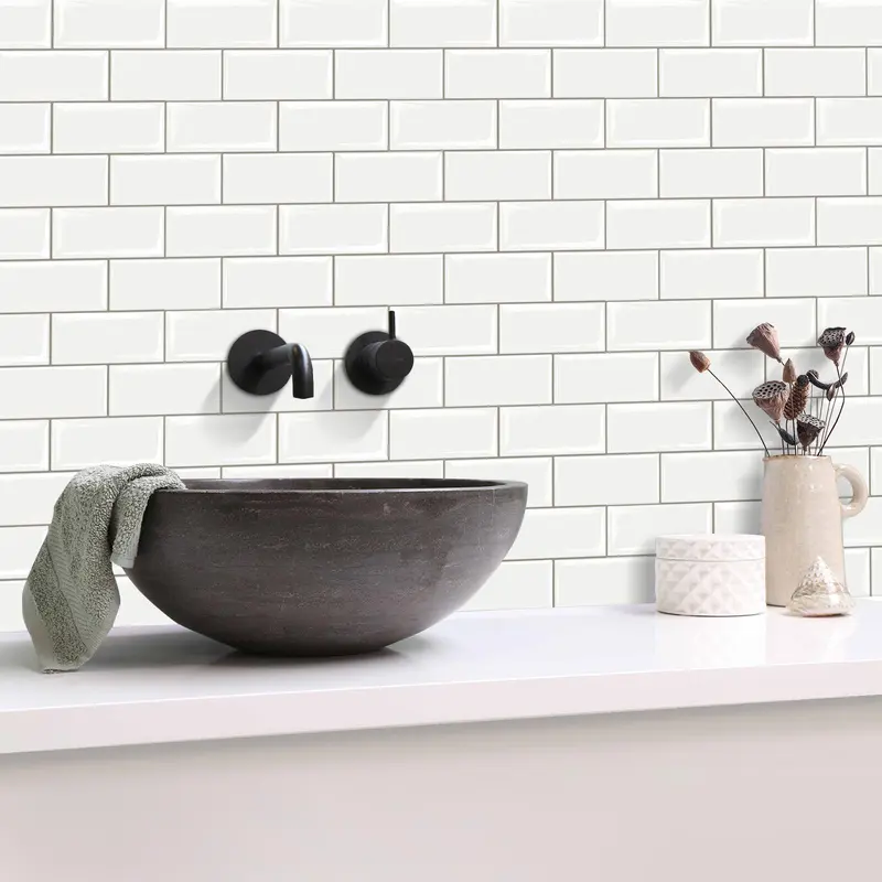 3D Brick Pattern Wall Sticker, 10pcs/set Waterproof Self-adhesive Wall Tile Sticker, High Temperature Resistant Decorative Wallpaper for Kitchen 5