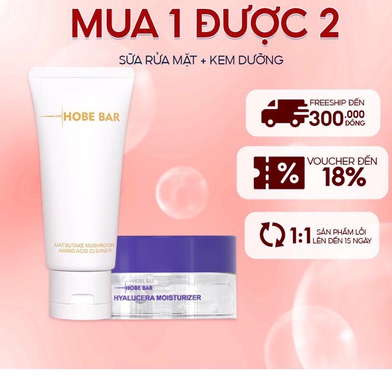 Combo Sữa rửa mặt Hobebar và Kem Dưỡng Ẩm HOBEBAR Dưỡng Sáng Cấp Ẩm Skincare