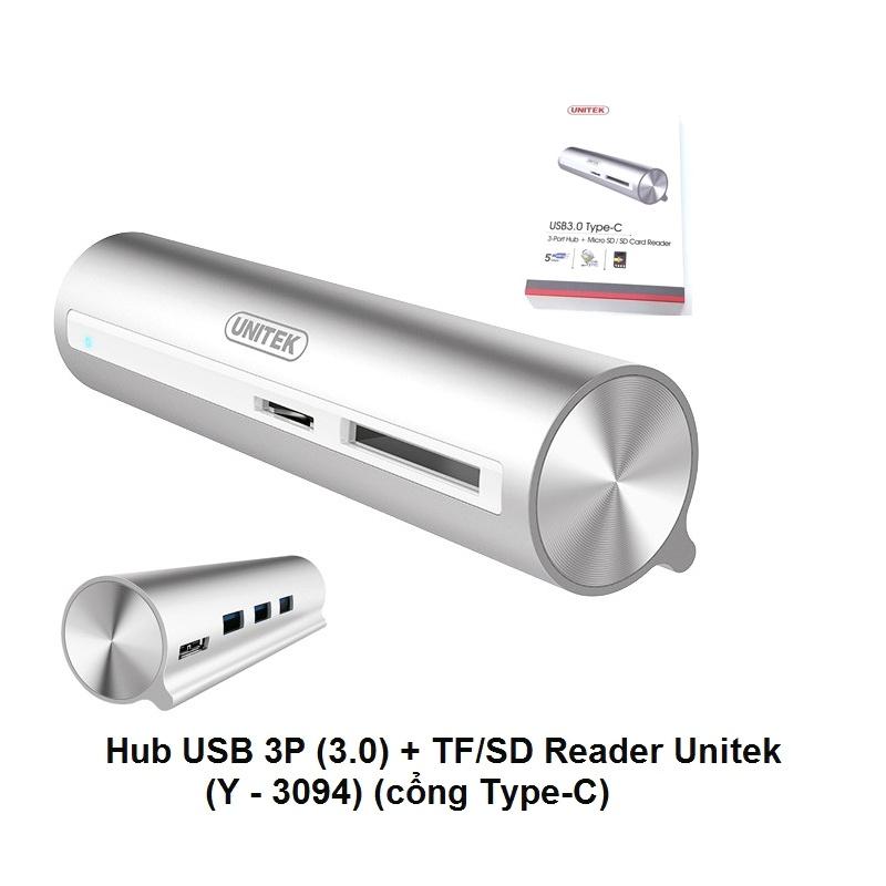 Hub đa năng Unitek Y-3094 từ typeC ra USB 3.0/ thẻ nhớ microSD/ thẻ nhớ SD - hỗ trợ tốc độ lên đến 5Gbps (Trắng) 2