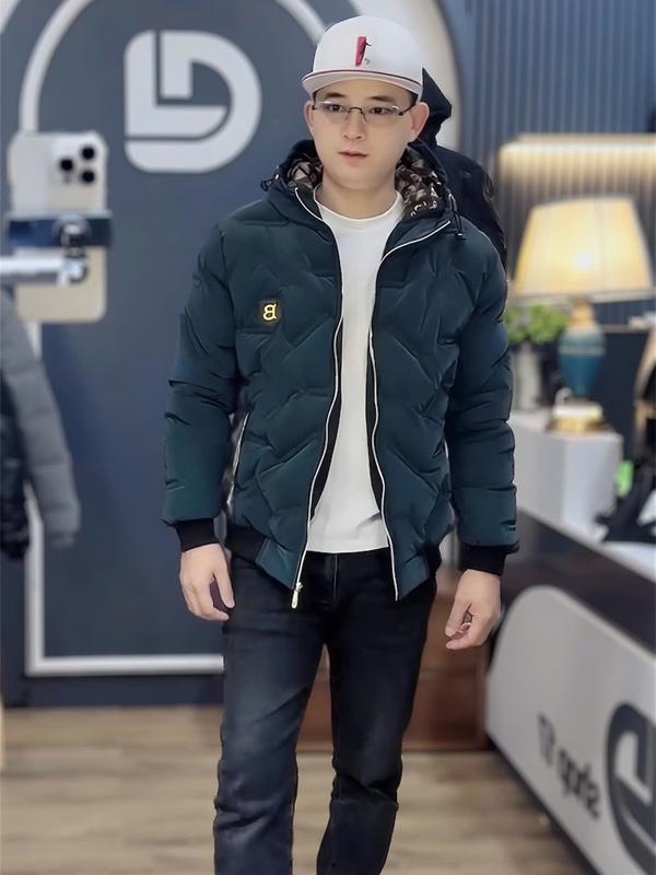 Áo phao nam mũ liền trần bông 3 lớp với 3 tông màu Đen ,Xanh Than,Xanh đen Menswear khoac