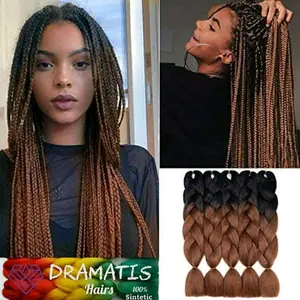 Rambut Sambung Box Braids 2 Warna Ukuran 60 Cm/1 Ikat Sintetis