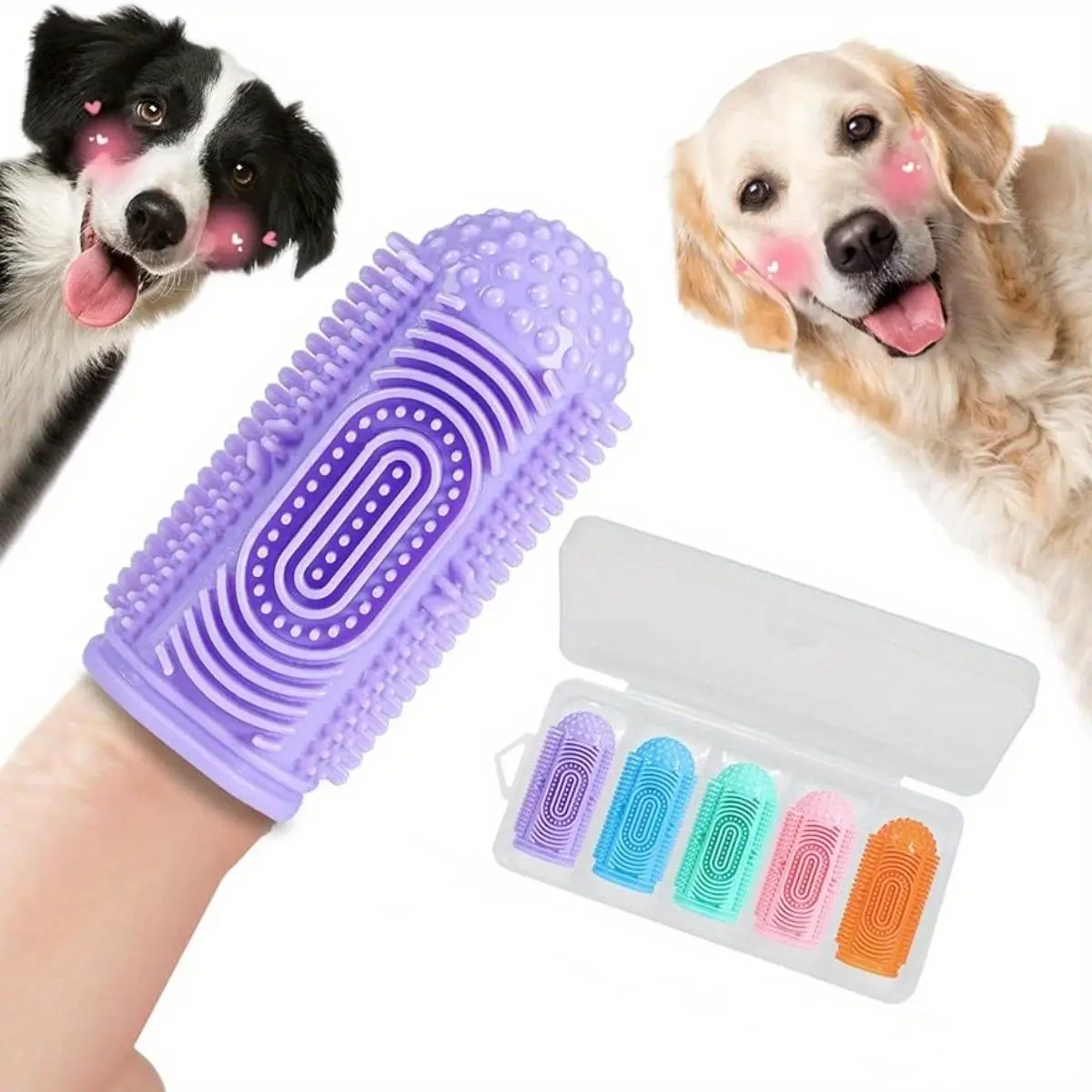 Finger Toothbrush for Dogs, 5 Counts/set Pet Finger Toothbrush, Pet Teeth Cleaning Tool, Dog Toothbrush, Pet Oral Care Tool