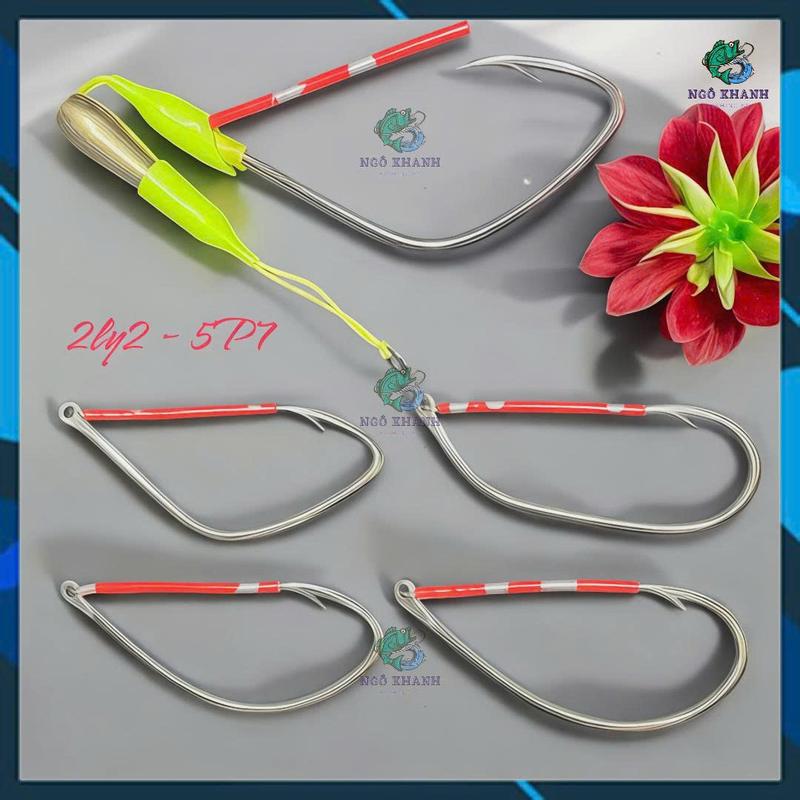  Lưỡi câu cá lóc siêu bén thép trắng không rỉ 2ly2 5p7 song nòng điện Đi Câu Bắt Cá Fishing 