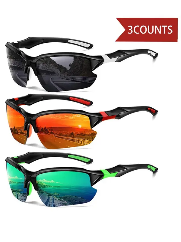 Unisex Sporty Semi-frame Wrap Around Sunglasses, Outdoor Cycling Driving Sunglasses, Biking Sunglasses, Fashion Accessories for Men & Women, Bicycle Shades 4