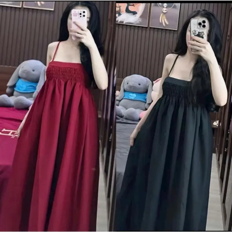 Váy Maxi 2 Dây Cúp Ngực Chất Đẹp Mặc Đi Biển - Váy 2 dây dáng dài maxy trơn dễ thương