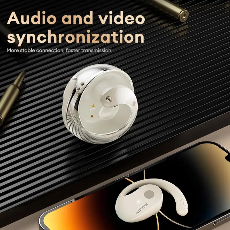 HYUNDAI Clip On Design Wireless Bluetooth-compatible Earphone, Waterproof Long Battery Life Earphones, HIFI Sound Quality Headphones for Sports & Travel 5