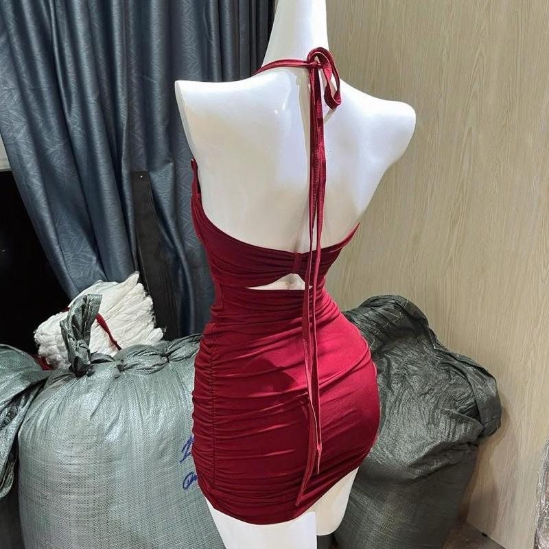 F94 ĐẦM BODY NGẮN NHÚM BÈO CỘT DÂY CỔ , KHOÉT LƯNG Nữ 4