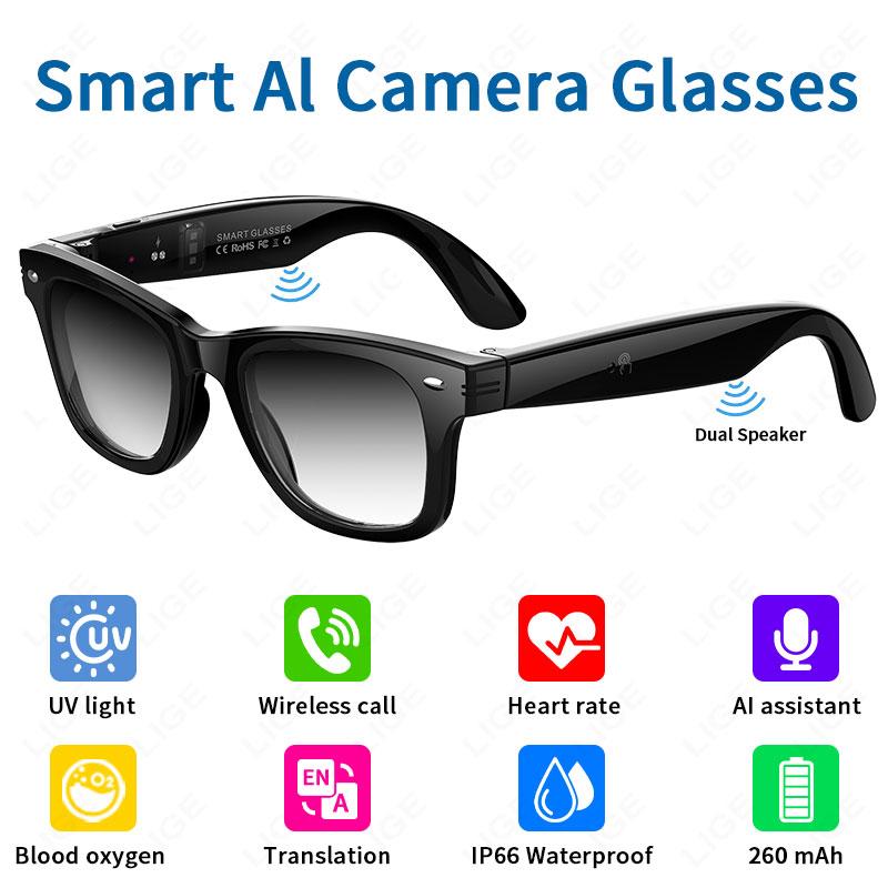 LIGE Smart Glasses AI Photography Video Intelligent Interactive Translation Smart Sunglasses For Google Glasses with camera men