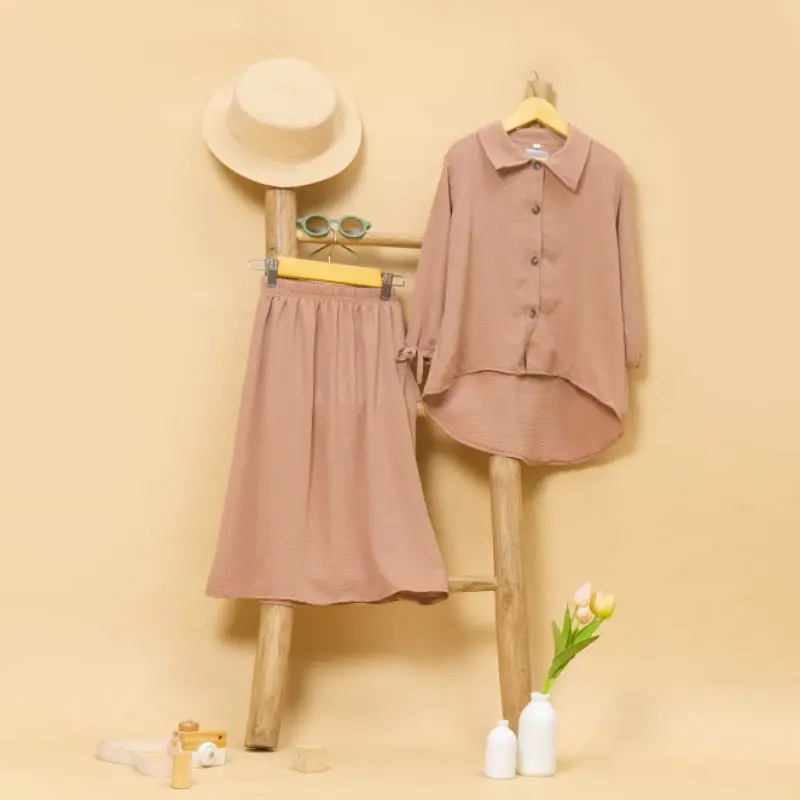 ONE SET SAVANA 1 - 10 TAHUN KEMEJA OVERSIZE MIX ROK / SETELAN ROK ANAK PEREMPUAN CRINCLE PREMIUM 5