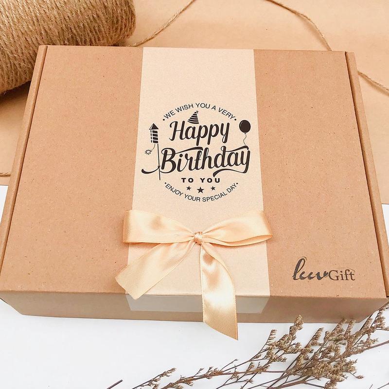  Hộp kraft nắp gài quà tặng vintage thiết kế kèm túi rơm lót 25x 20x10cm thiết kế nhiều dịp đựng quà 