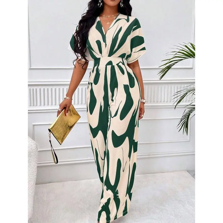 Áo Jumpsuit Quần Nữ, Thoải Mái, Đông Nam Á, Phong Cách Âu Mỹ, In Toàn Thân, Tay Cánh Dơi, Chân Rộng, Sản Phẩm Mới Mùa Xuân Và Mùa Hè, Giảm Giá Women