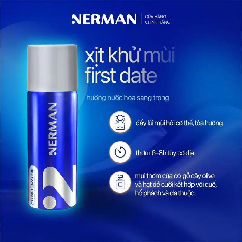 Xịt khử mùi nam giới hương nước hoa Good Day, First Date Nerman 100ml 2