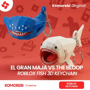 Gantungan Kunci 3D Fish it Roblox El Gran Maja The Bloop Ikan Hiu Aksesori Tas Anak Gamer (96)