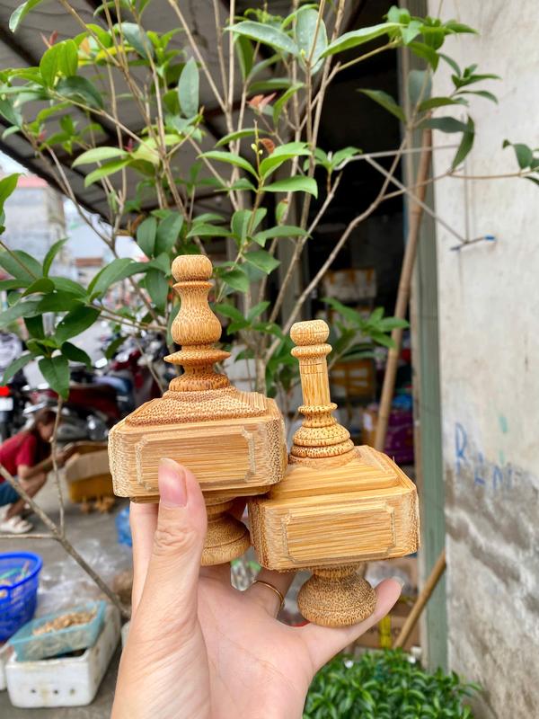 Combo Móc tre liền khối và Nậm tre vuông triện Tang - Combo hoàn hảo cho lồng chim chào mào 6