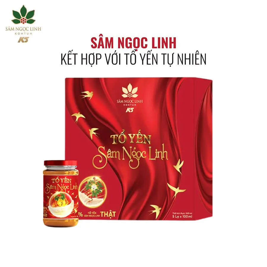 Yến Sâm Ngọc Linh - Tổ Yến Tươi Và Sâm Ngọc Linh Tốt Cho Sức Khoẻ - Hộp 5 Hũ -100Ml/ Hũ
