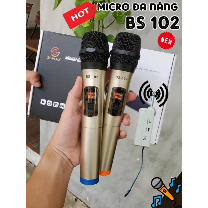Bộ 2 Micro không dây đa năng, Micro không dây đa năng BS.102 Màn hình Led hiển thị thông số, Chống Hú Tốt, Hát Nhẹ, Sóng Mạnh, Âm Thanh Cực Hay- BH 12 Tháng Chính Hãng- Lỗi 1 đổi 1 Miễn Phí trong 7 ngày 3