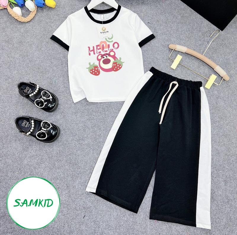 8-40kg Đồ bộ bé gái Sam kids bộ dài lửng phối xọc cho bé cotton mẻ mùa hè , quần áo bé gái dễ thương, quần áo trẻ em cao cấp 2