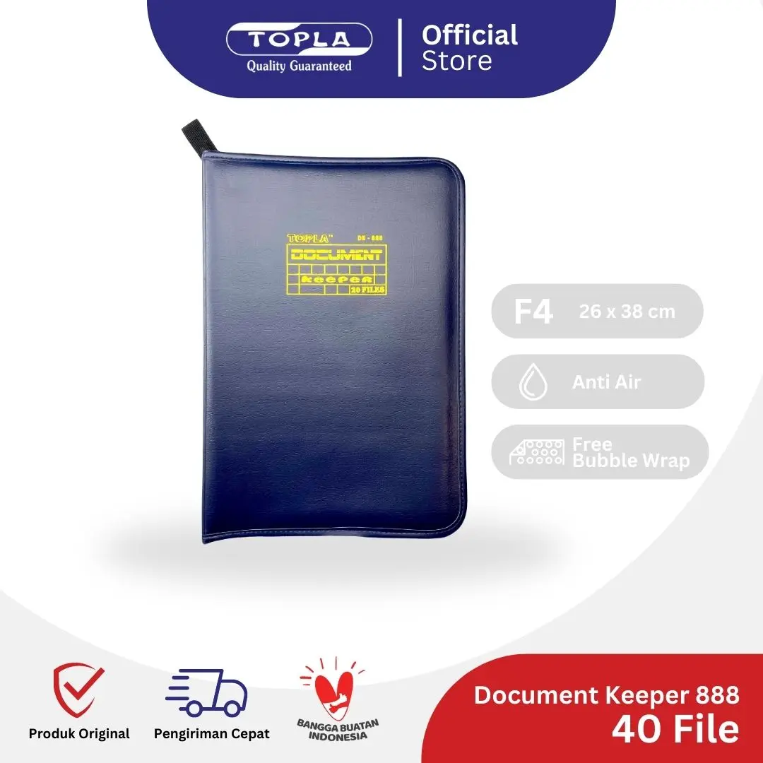 Topla Dokumen Keeper isi 40 File Map Dokumen Resleting Folio Map Ijazah Biru Hijau Hitam Merah Plastik Stationery