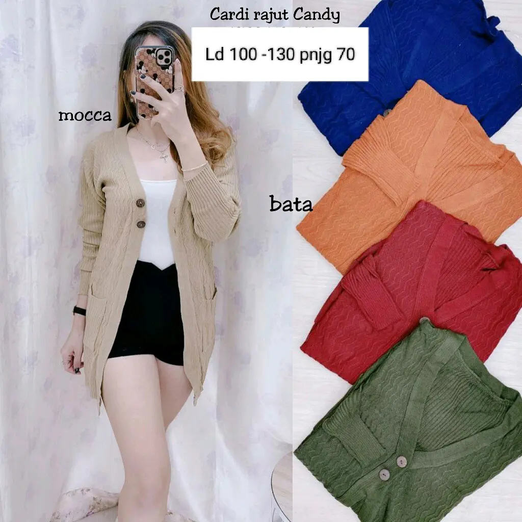 Outer long cardigan rajut impor kancing 2 ascandy pakaian rajut
