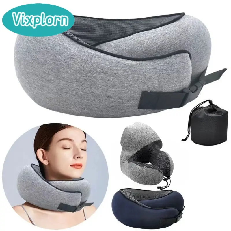 Vixplorn Bantal Leher Neck Pillow Perjalanan Berbentuk U Shape Foldable Tidur Siang Bantal Traveling Bantal Pillow Bantal Mobil Bantal Leher Travel Bisa Dilipat  Airplane Car Travel Pillow